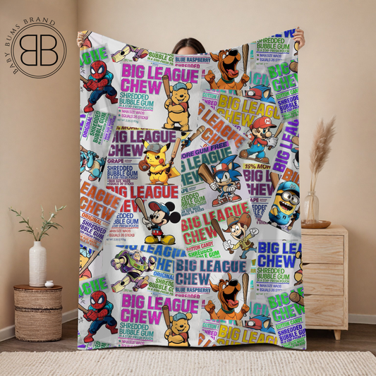 RTS BIG LEAUGE CHEW BASEBALL DOUBLE SIDED MINKY BLANKET