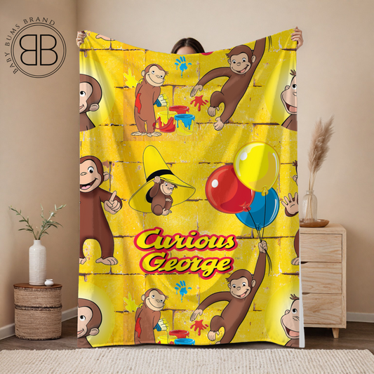 RTS CURIOUS MONKEY DOUBLE SIDED MINKY BLANKET