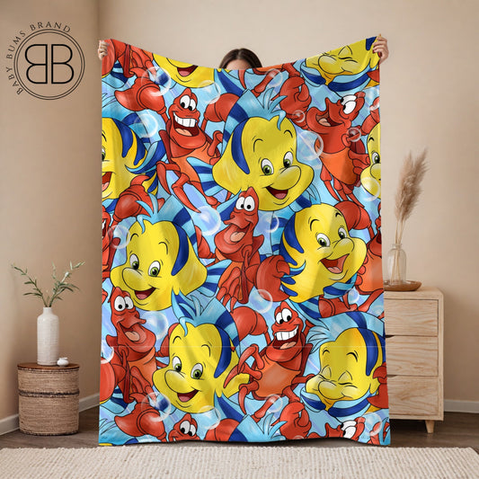RTS FISH & CRAB DOUBLE SIDED MINKY BLANKET