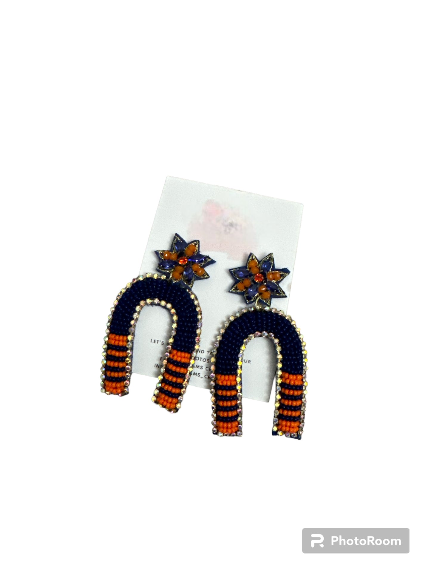 NAVY ORANGE EARRINGS