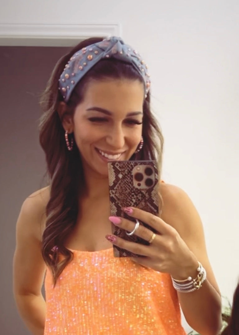 DENIM JEWEL HTOWN HEADBAND - Baby Bums Clothing