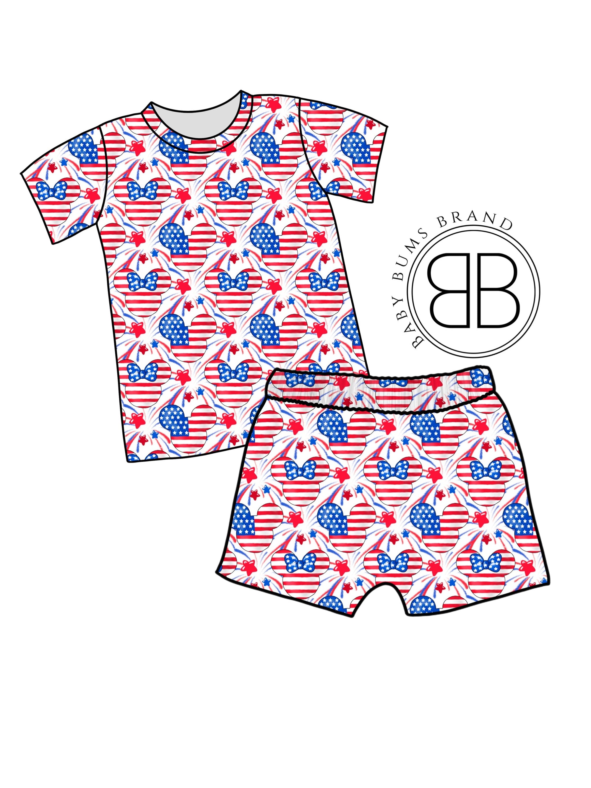 PREORDER RWB MOUSE HEADS 2PC LOUNGE SET - Baby Bums Clothing 