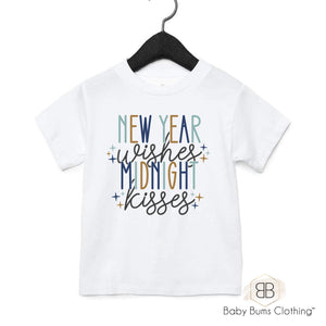 NEW YEAR WISHES AND KISSES T-SHIRT - Baby Bums Clothing 