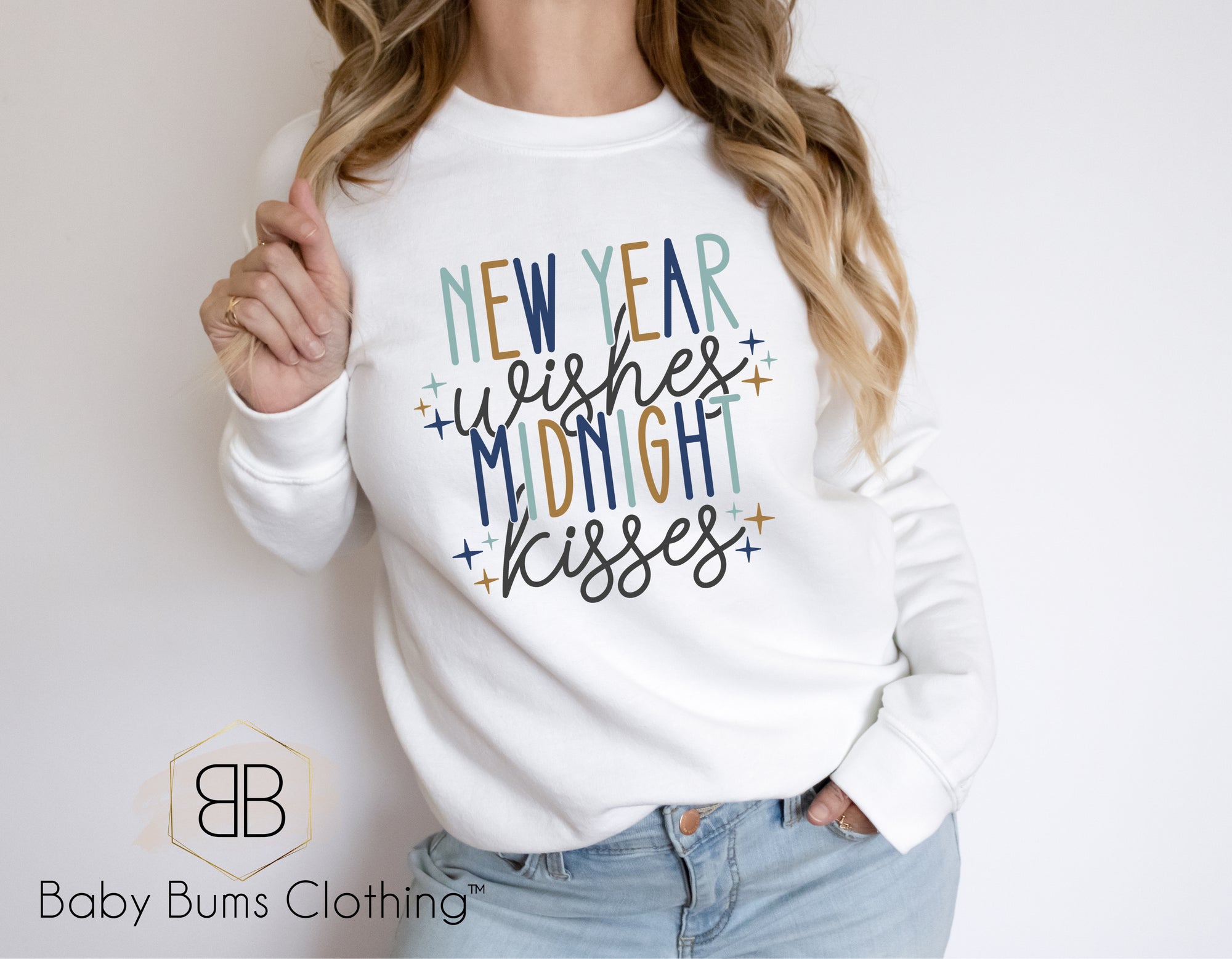 NEW YEAR WISHES AND KISSES ADULT UNISEX T-SHIRT - Baby Bums Clothing 