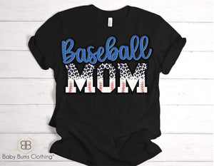BLUE BASEBALL MOM ADULT UNISEX T-SHIRT - Baby Bums Clothing 