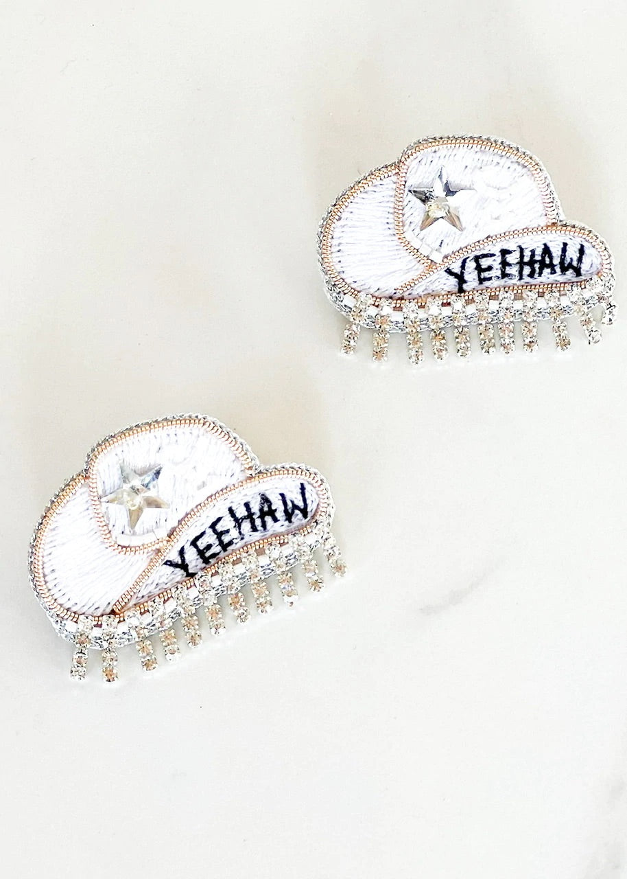 YEEHAW COWBOY HAT 14K GOLD EARRINGS - Baby Bums Clothing