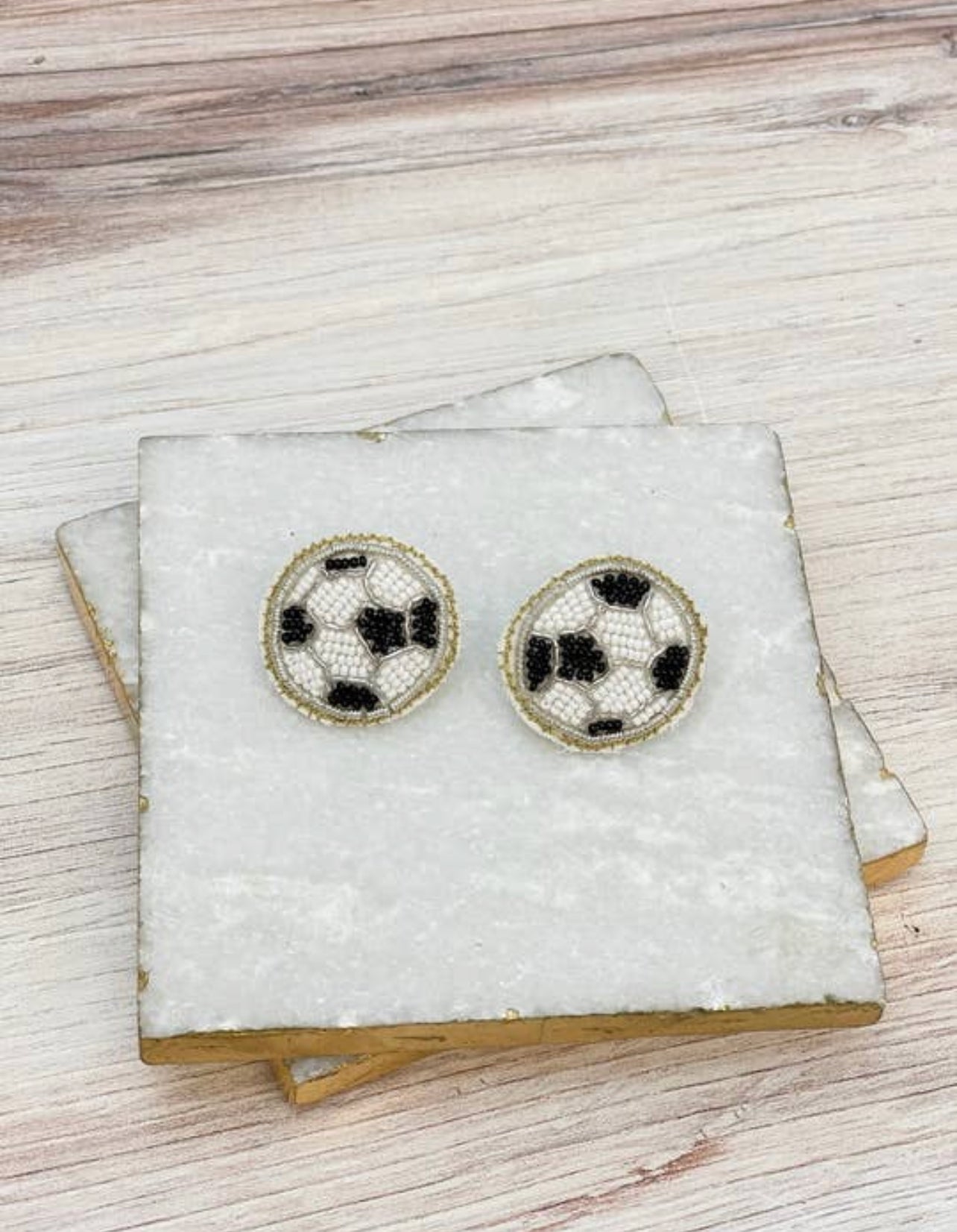 SOCCER BALL STUD EARRINGS - Baby Bums Clothing 