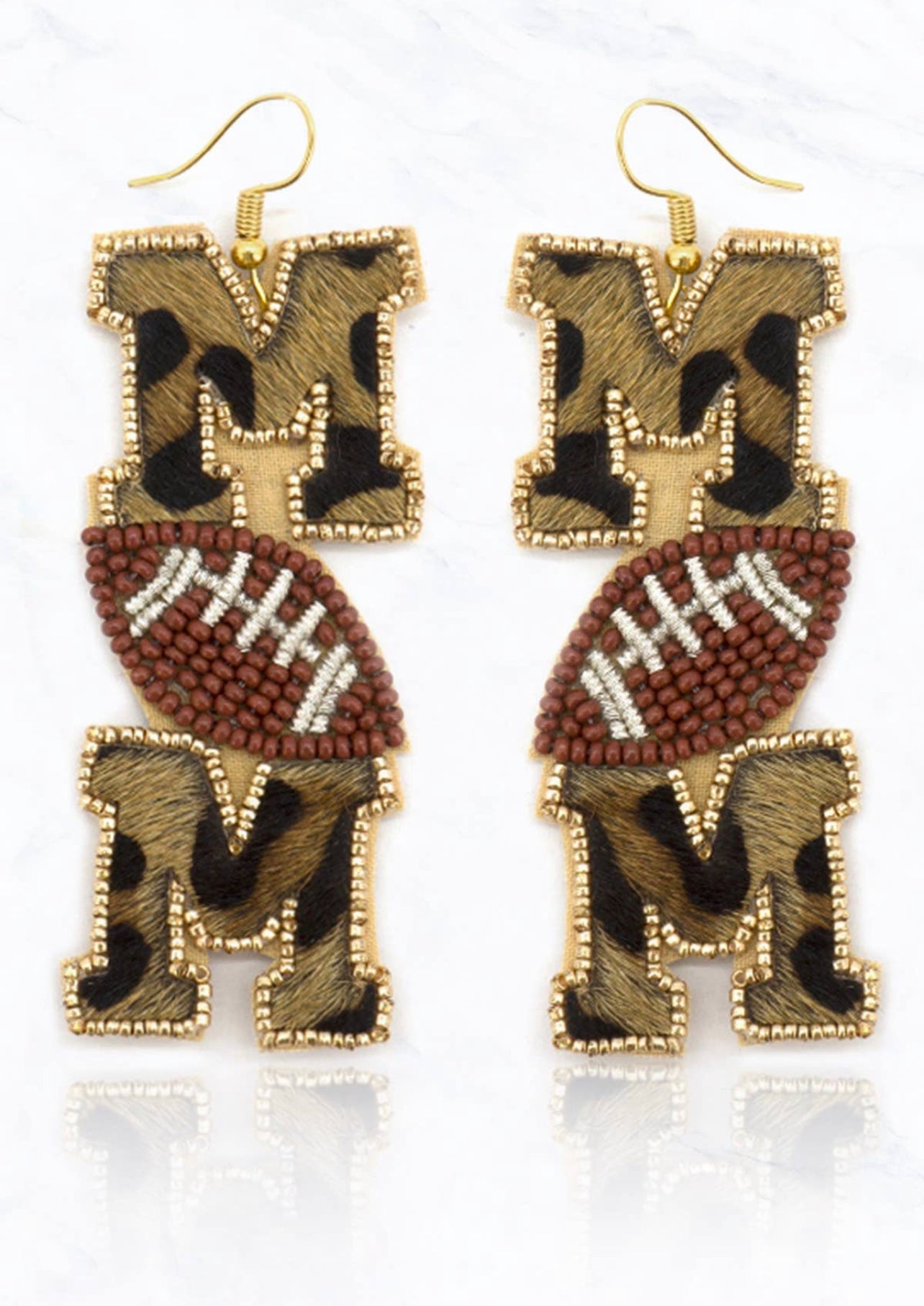 MOM FOOTBALL EARRINGS - Baby Bums Clothing 