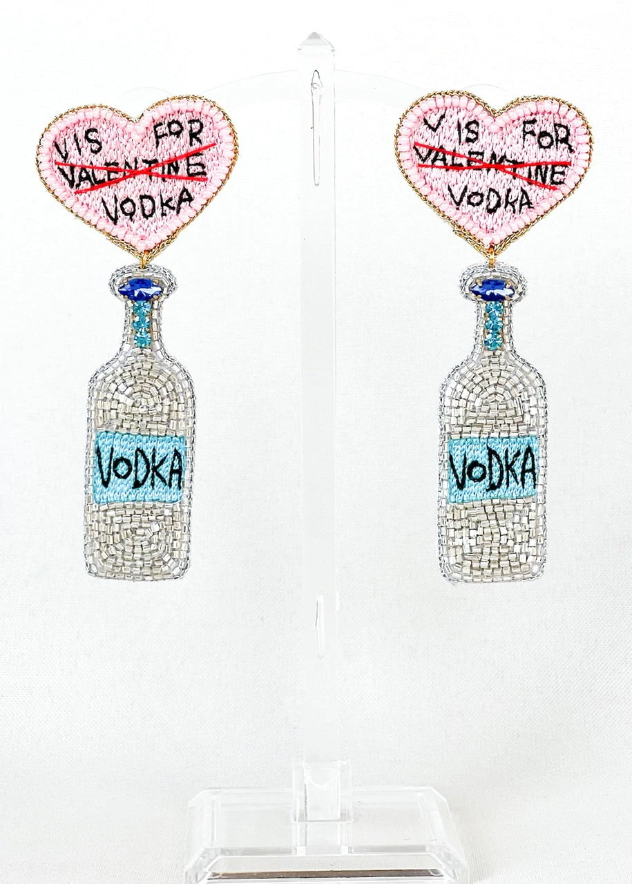 V IS FOR VODKA 14K GOLD EARRINGS - Baby Bums Clothing