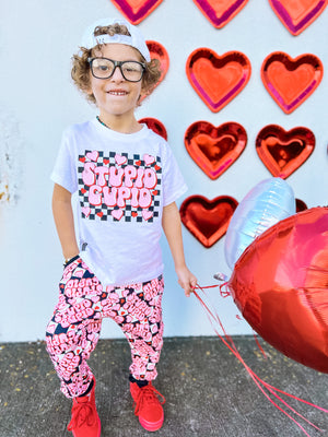 RTS CHECKERED STUPID CUPID LUCAS JOGGERS - Baby Bums Clothing 