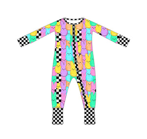 LIMITED RTS BB CHECKERED PEEPS BAMBOO ZIP LOUNGER - Baby Bums Clothing 