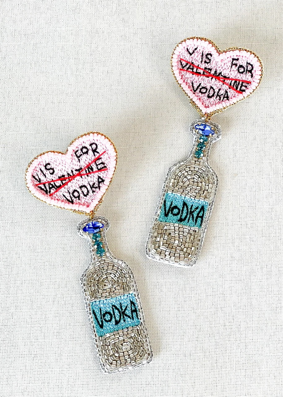 V IS FOR VODKA 14K GOLD EARRINGS - Baby Bums Clothing