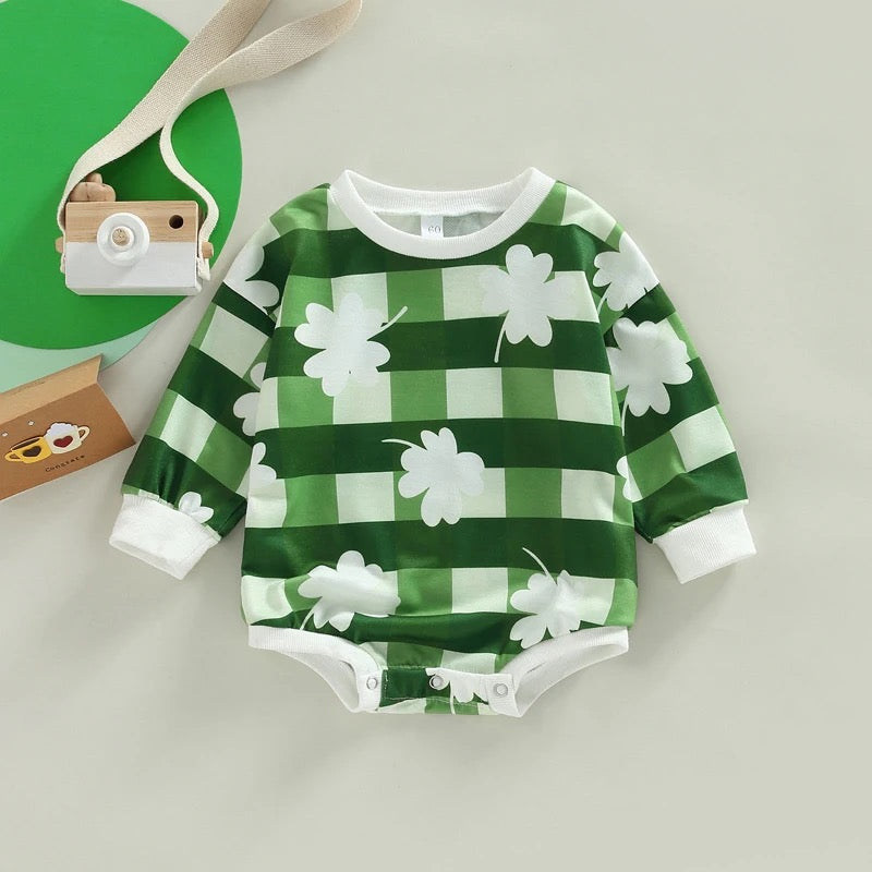 RTS GINGHAM LUCK SWEATER ROMPER - Baby Bums Clothing 