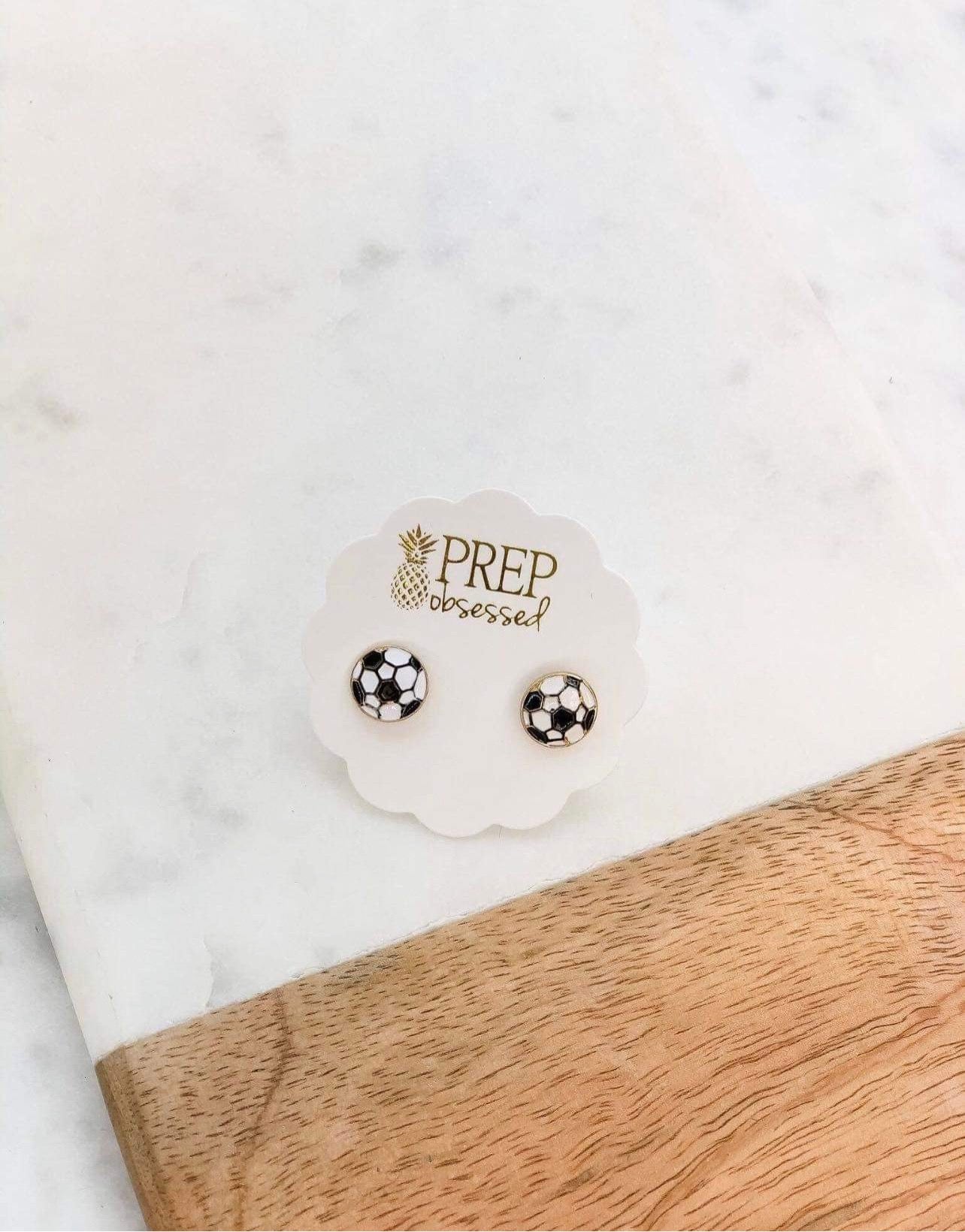 SOCCER BALL STUD EARRINGS - Baby Bums Clothing 