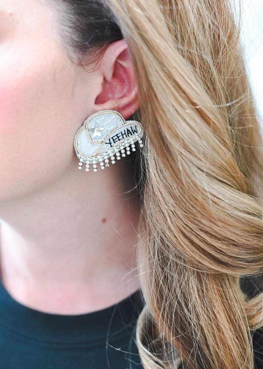 YEEHAW COWBOY HAT 14K GOLD EARRINGS - Baby Bums Clothing