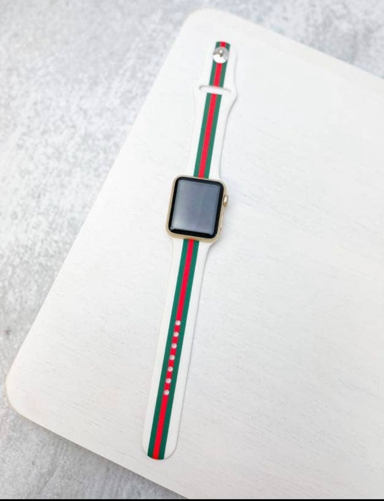 WHITE RED AND GREEN STRIPE SILICONE SMART WATCH M/L - Baby Bums Clothing