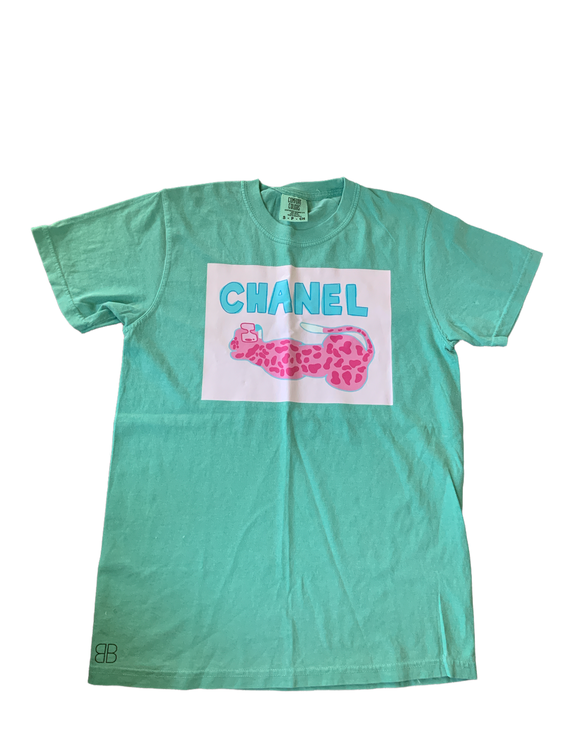 RTS Adult (S) FLAWED Teal Chanel (Graphic T-shirt) - Baby Bums Clothing 