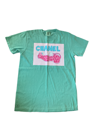 RTS Adult (S) FLAWED Teal Chanel (Graphic T-shirt) - Baby Bums Clothing 