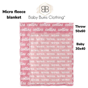 CUSTOM NAME MICRO FLEECE BLANKET - Baby Bums Clothing 