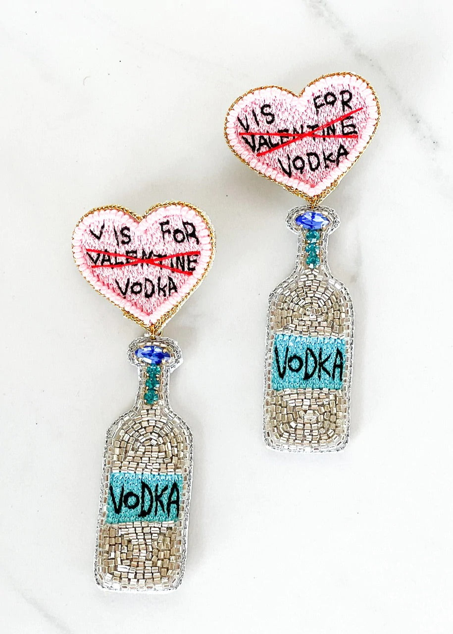 V IS FOR VODKA 14K GOLD EARRINGS - Baby Bums Clothing