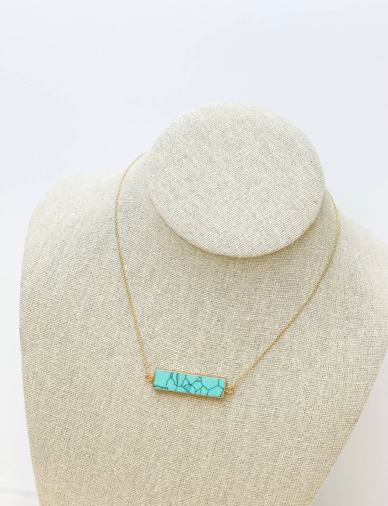 TURQUOISE STONE BAR PENDANT NECKLACE - Baby Bums Clothing