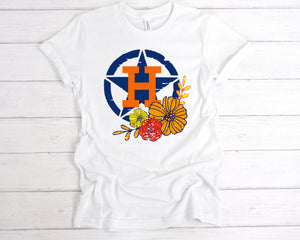 HOUSTON FLORAL ADULT UNISEX T-SHIRT - Baby Bums Clothing 