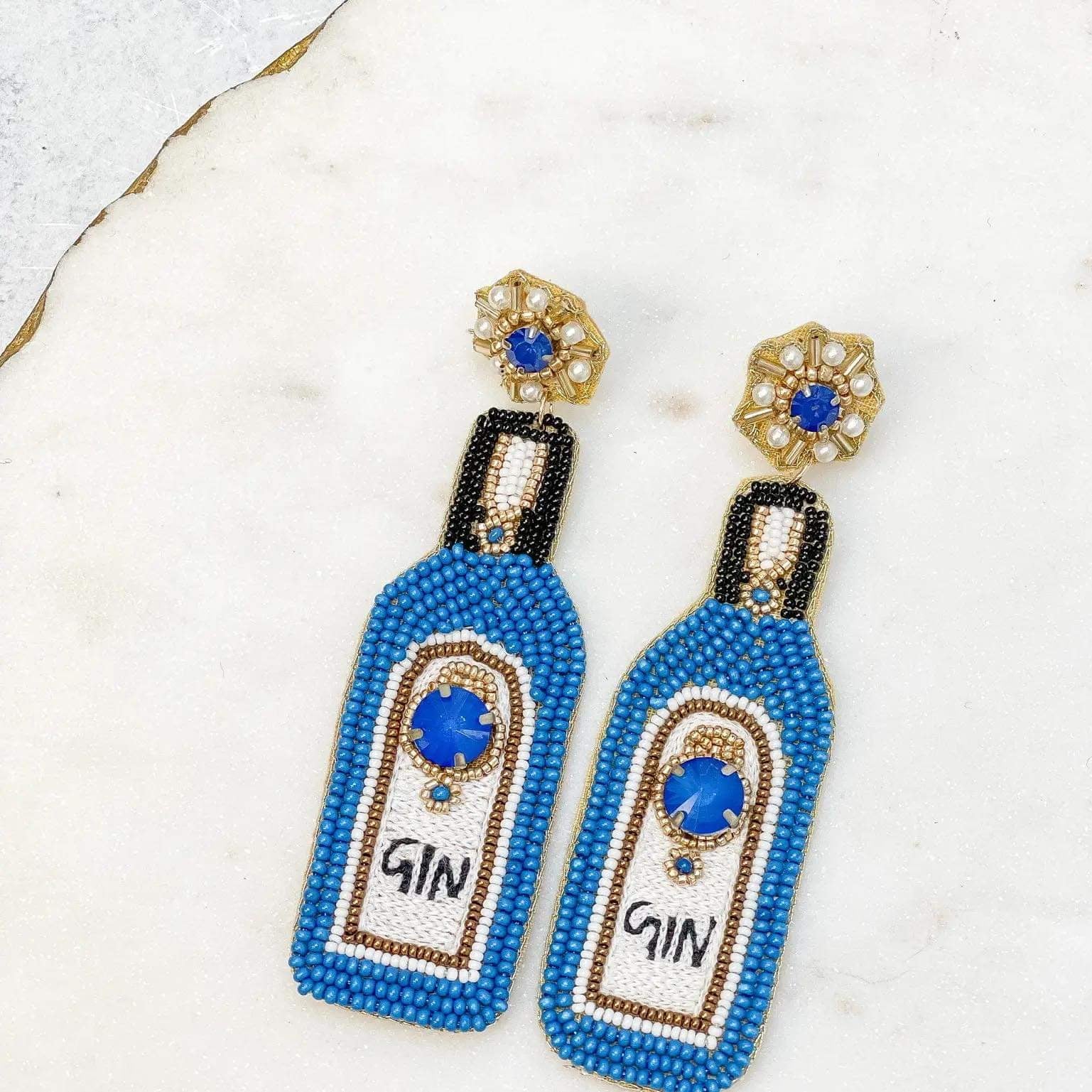 BLUE GIN EARRINGS - Baby Bums Clothing 