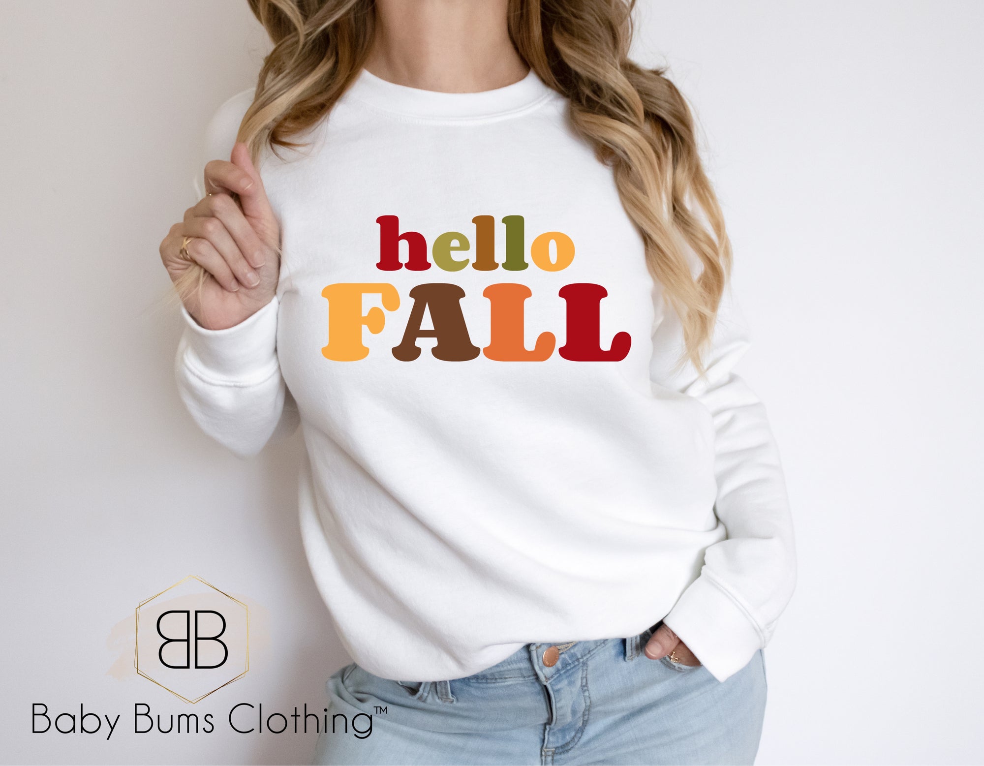 HELLO FALL MULTICOLOR  ADULT UNISEX T-SHIRT - Baby Bums Clothing 