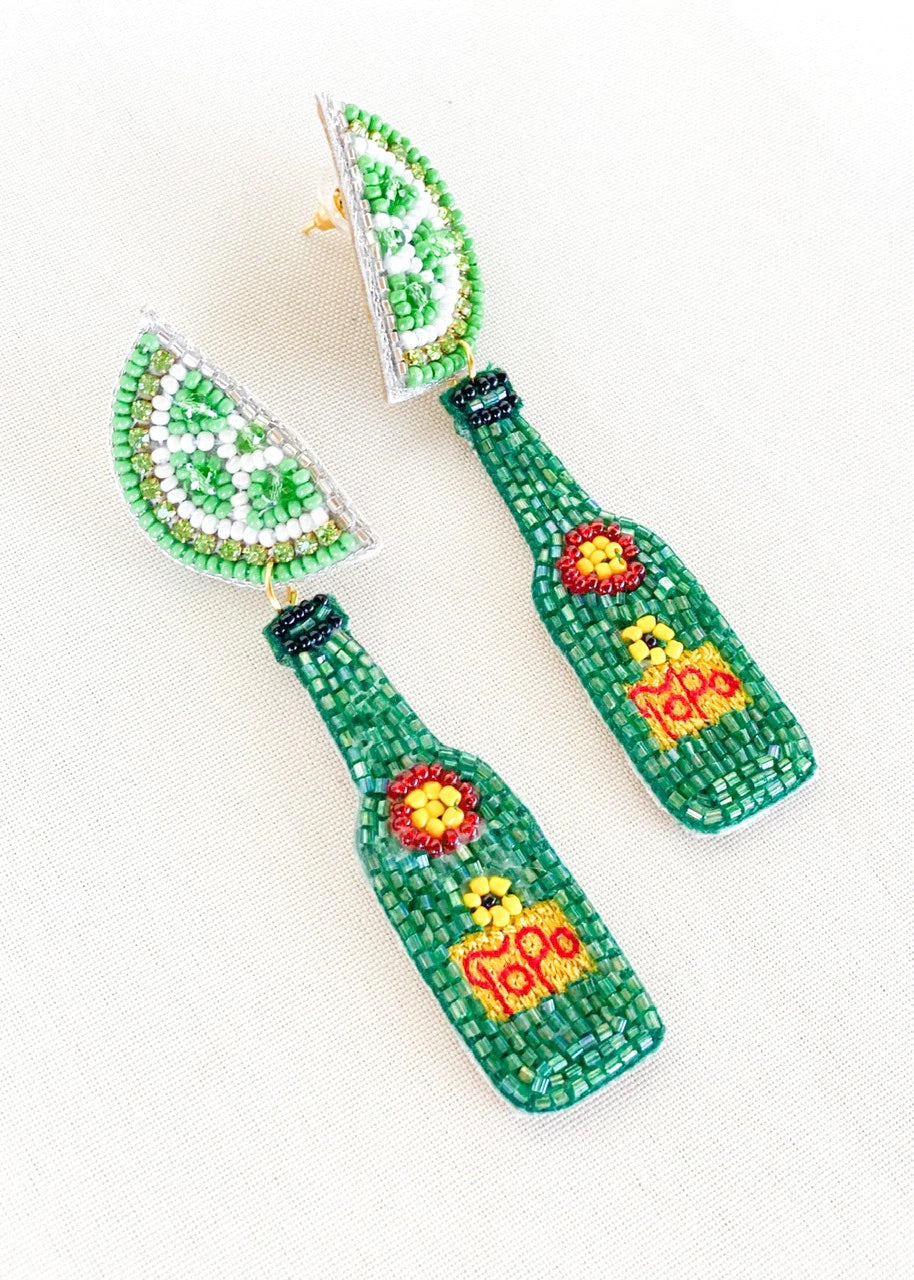 LIME TOPO 14K GOLD EARRINGS - Baby Bums Clothing
