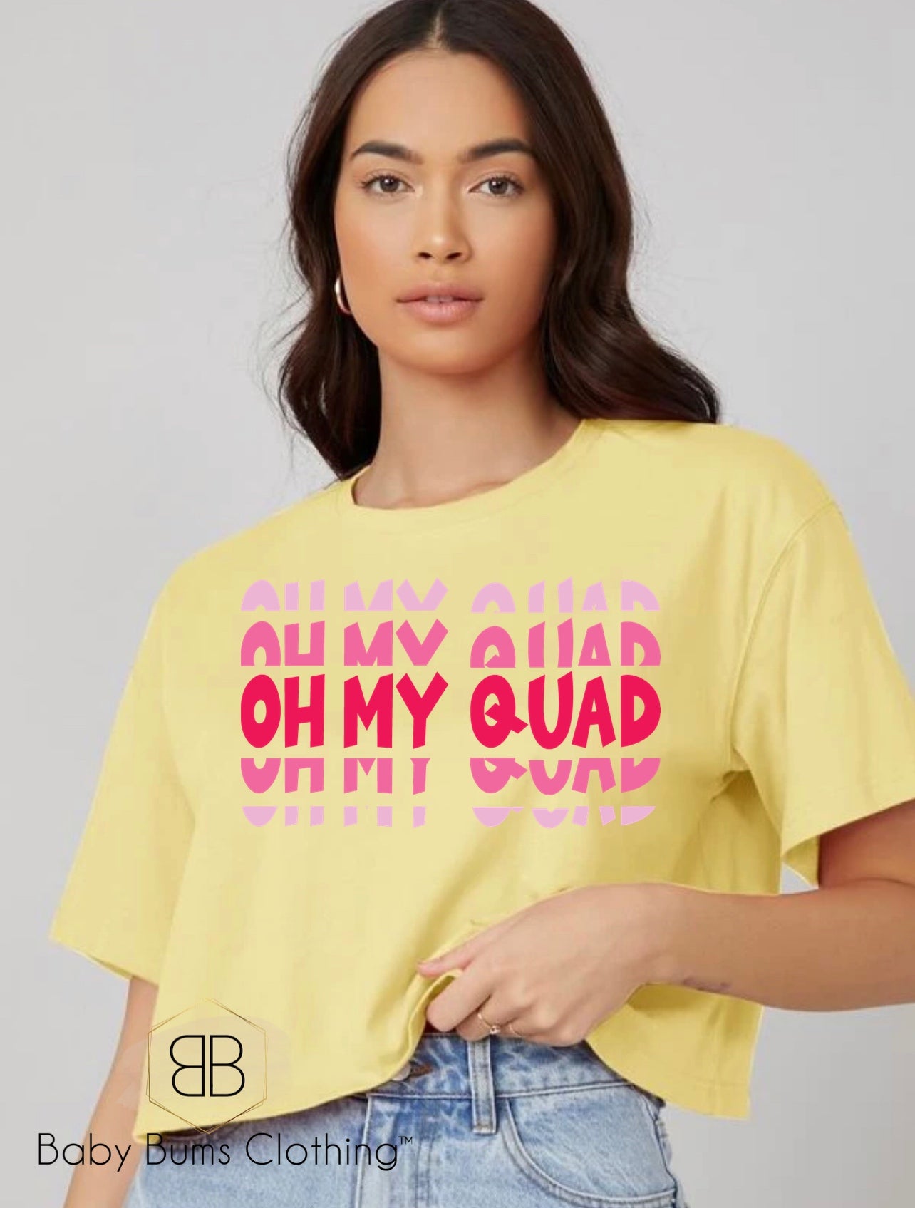 RTS ADULT YELLOW CROP TOP OH MY QUAD - Baby Bums Clothing 