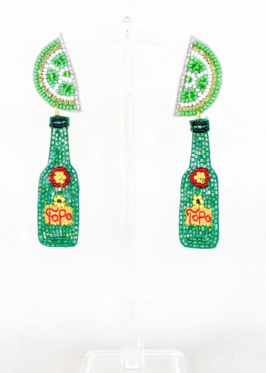 LIME TOPO 14K GOLD EARRINGS - Baby Bums Clothing