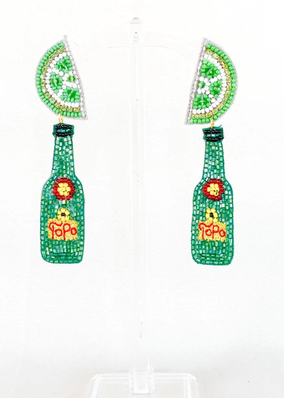 LIME TOPO 14K GOLD EARRINGS - Baby Bums Clothing 