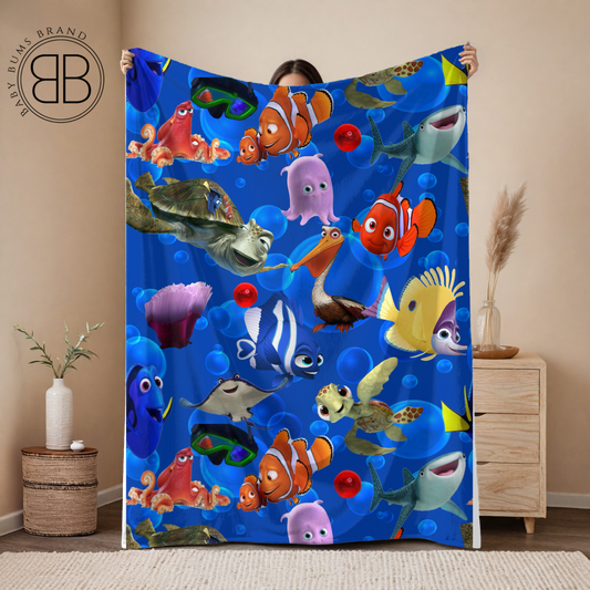 RTS FISH SINGLE SIDED MINKY BLANKET