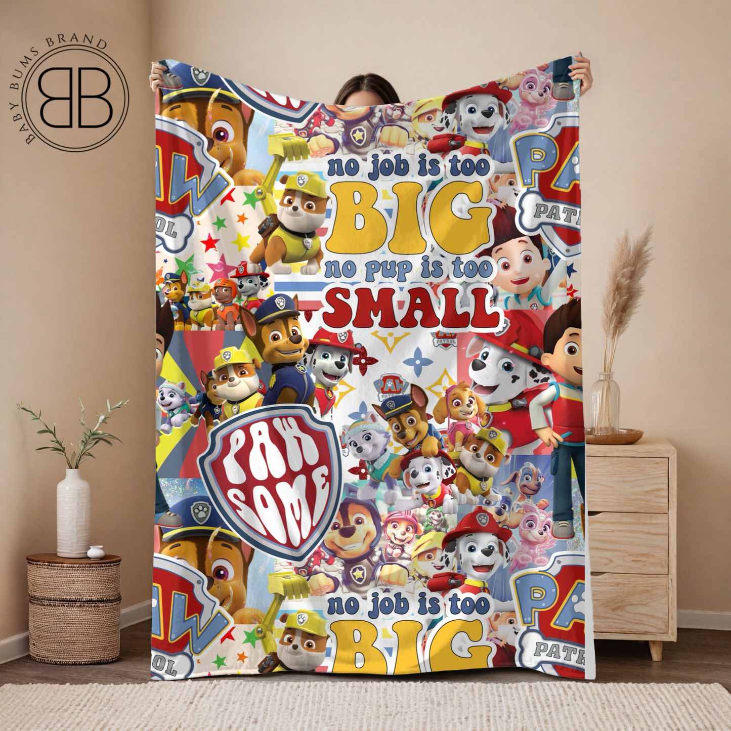 RTS PUPS COLLAGE DOUBLE SIDED MINKY BLANKET