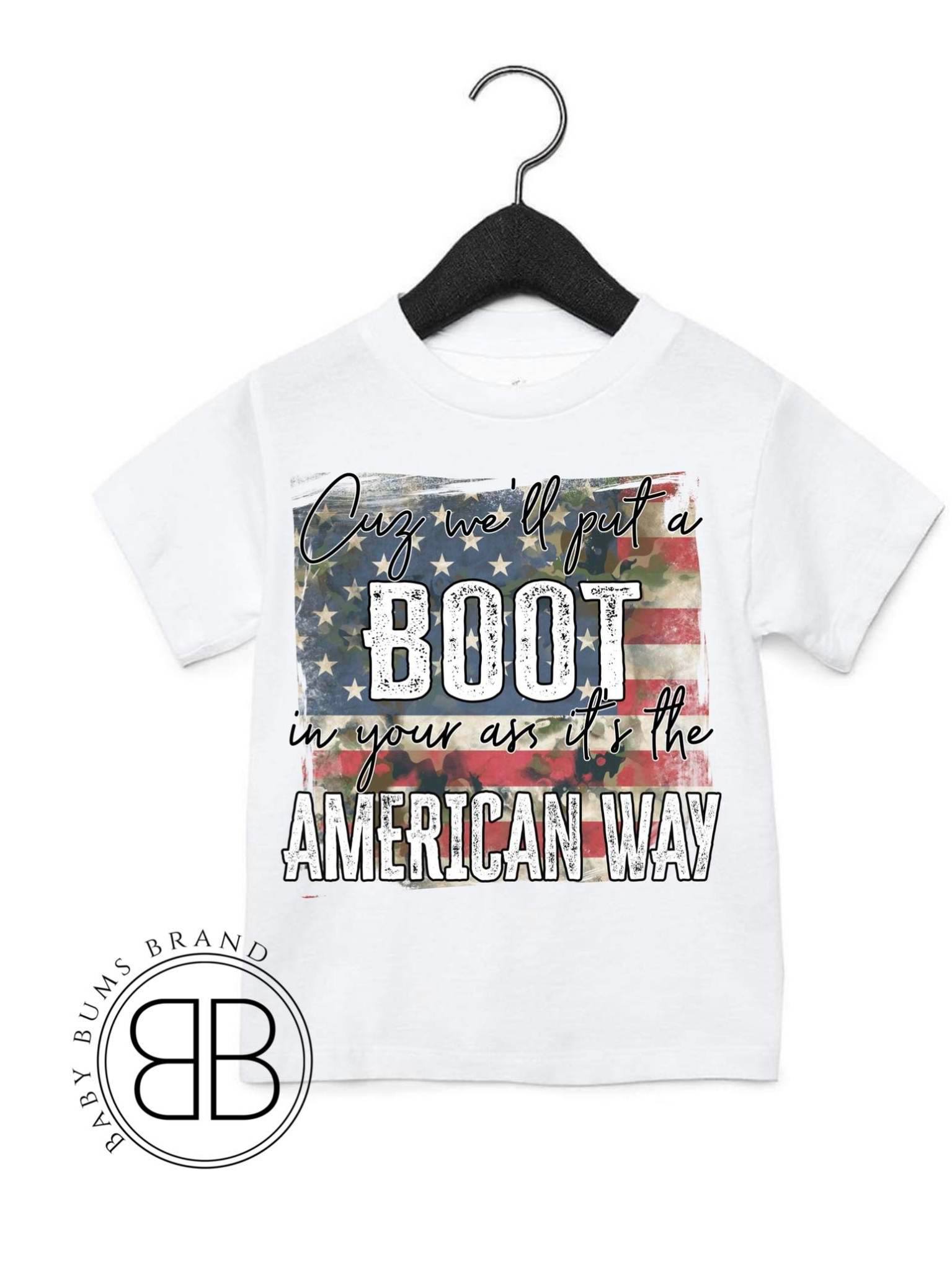 BOOT IN YOUR ASS KIDS T-SHIRT - Baby Bums Clothing 