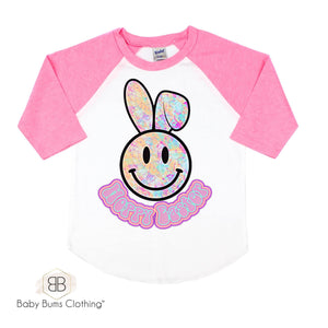 TIE DYE HOPPY EASTER SMILEY T-SHIRT - Baby Bums Clothing 