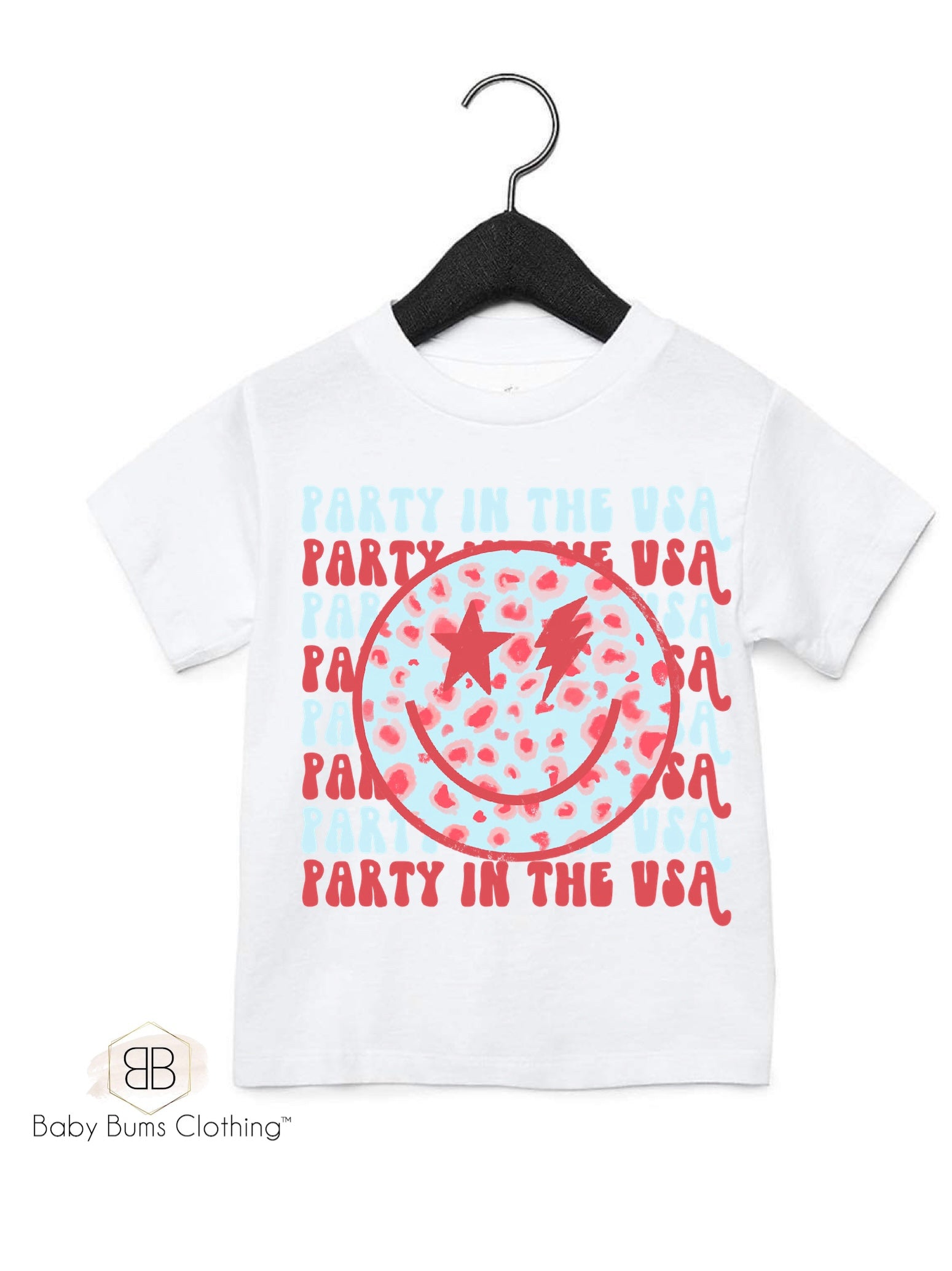 LEOPARD PARTY IN THE USA KIDS T-SHIRT - Baby Bums Clothing 