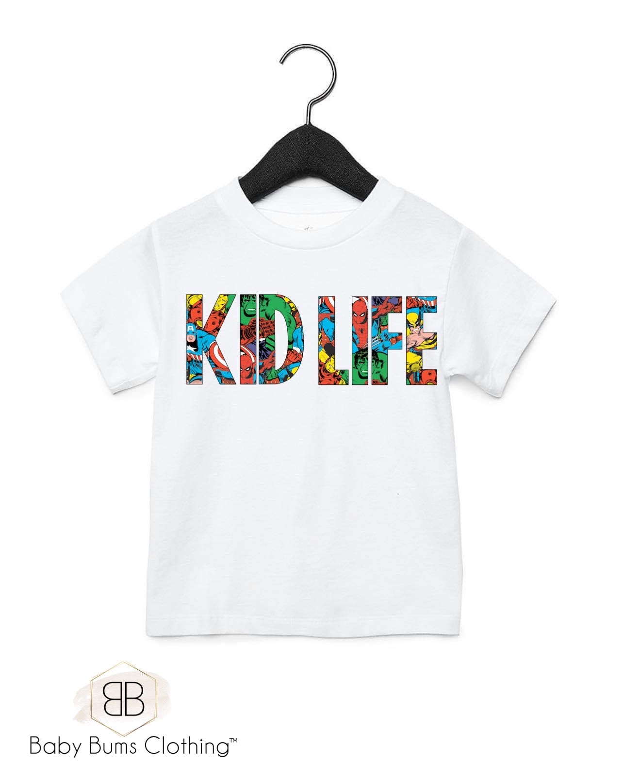 HERO KID LIFE KIDS T-SHIRT - Baby Bums Clothing 