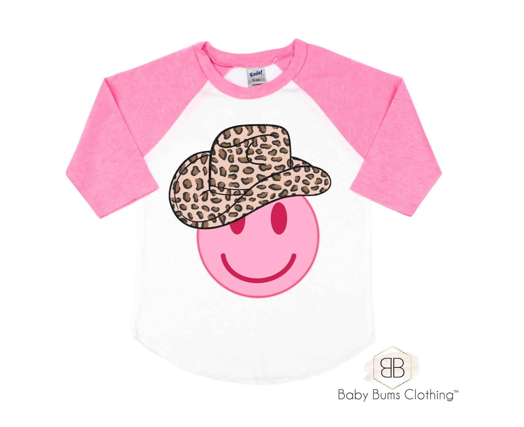 LEOPARD COWGIRL SMILEY T-SHIRT - Baby Bums Clothing 