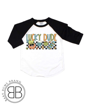 CHECKERED LUCKY DUDE T-SHIRT - Baby Bums Clothing 