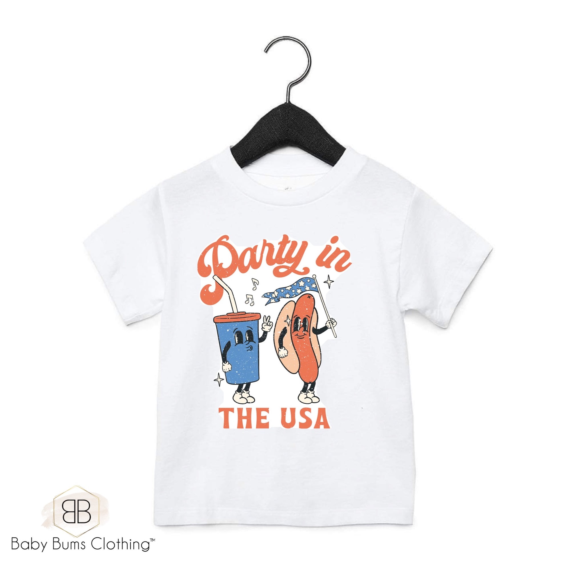 DISTRESSED PARTY IN THE USA KIDS T-SHIRT - Baby Bums Clothing 