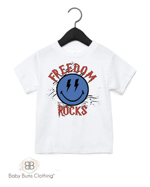 FREEDOM ROCKS SMILEY KIDS T-SHIRT - Baby Bums Clothing 