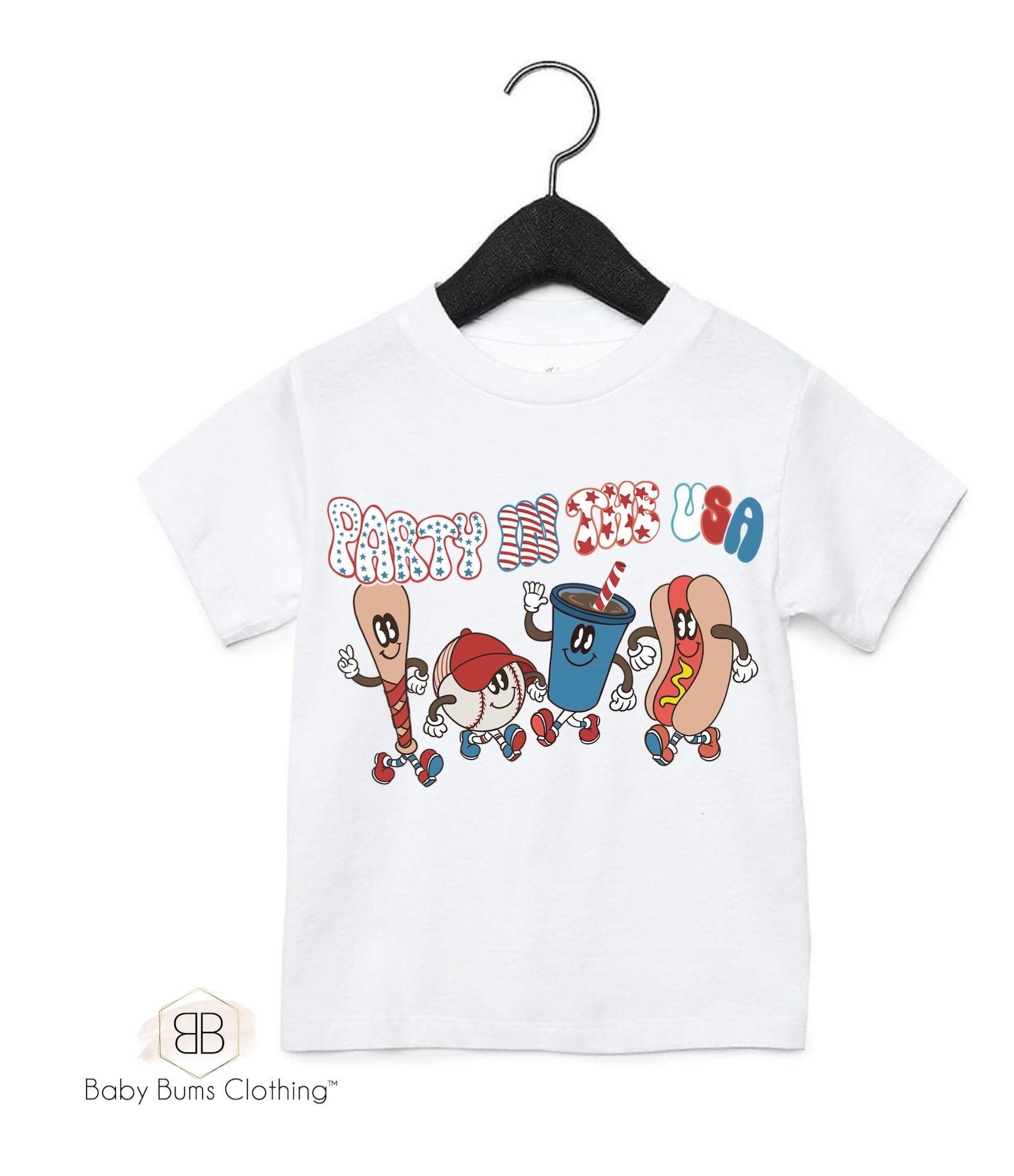 BALLPARK PARTY IN THE USA KIDS T-SHIRT - Baby Bums Clothing 