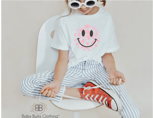 PINK COW SMILEY T-SHIRT - Baby Bums Clothing 