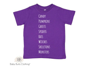 HALLOWEEN LIST WHITE T-SHIRT - Baby Bums Clothing 