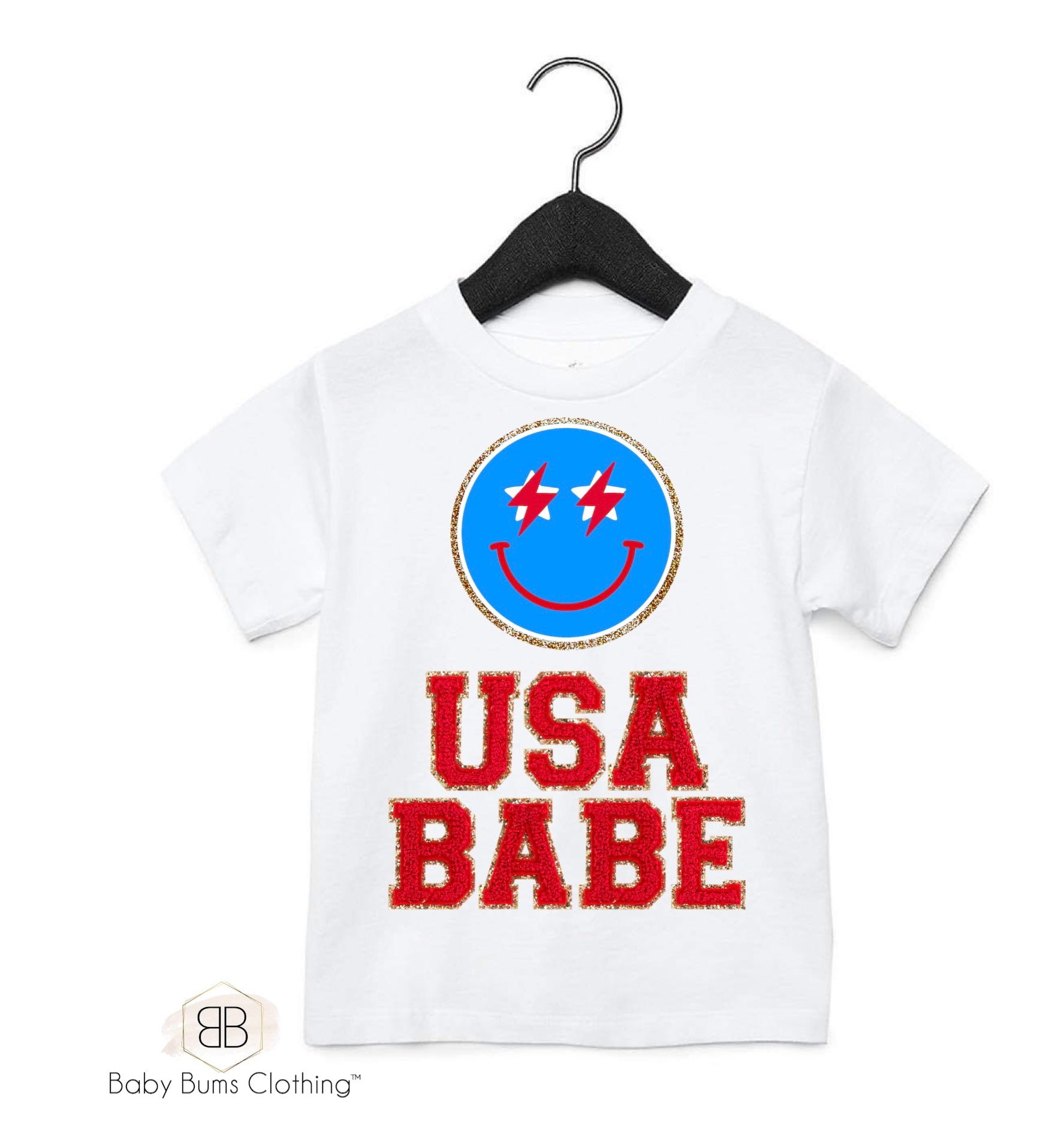 USA BABE FAUX PATCH KIDS T-SHIRT - Baby Bums Clothing 