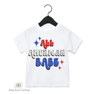 GLITTER ALL AMERICAN BABE KIDS T-SHIRT - Baby Bums Clothing 