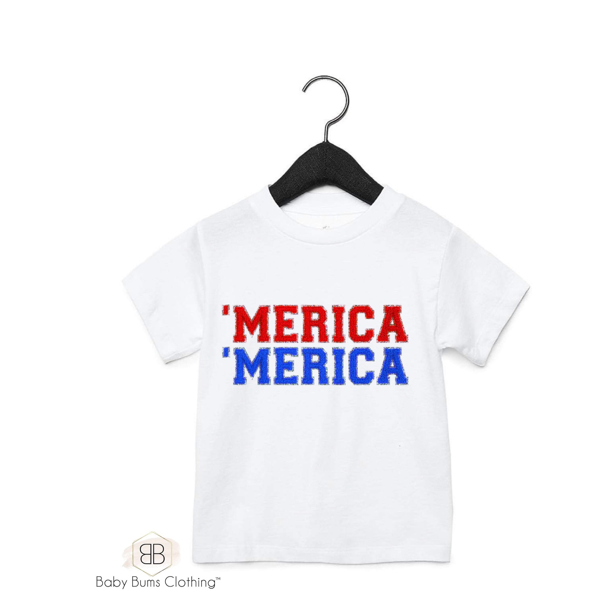 BLUE AND RED MERICA KIDS T-SHIRT - Baby Bums Clothing 