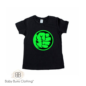 NEON HULK FIST KIDS T-SHIRT - Baby Bums Clothing 