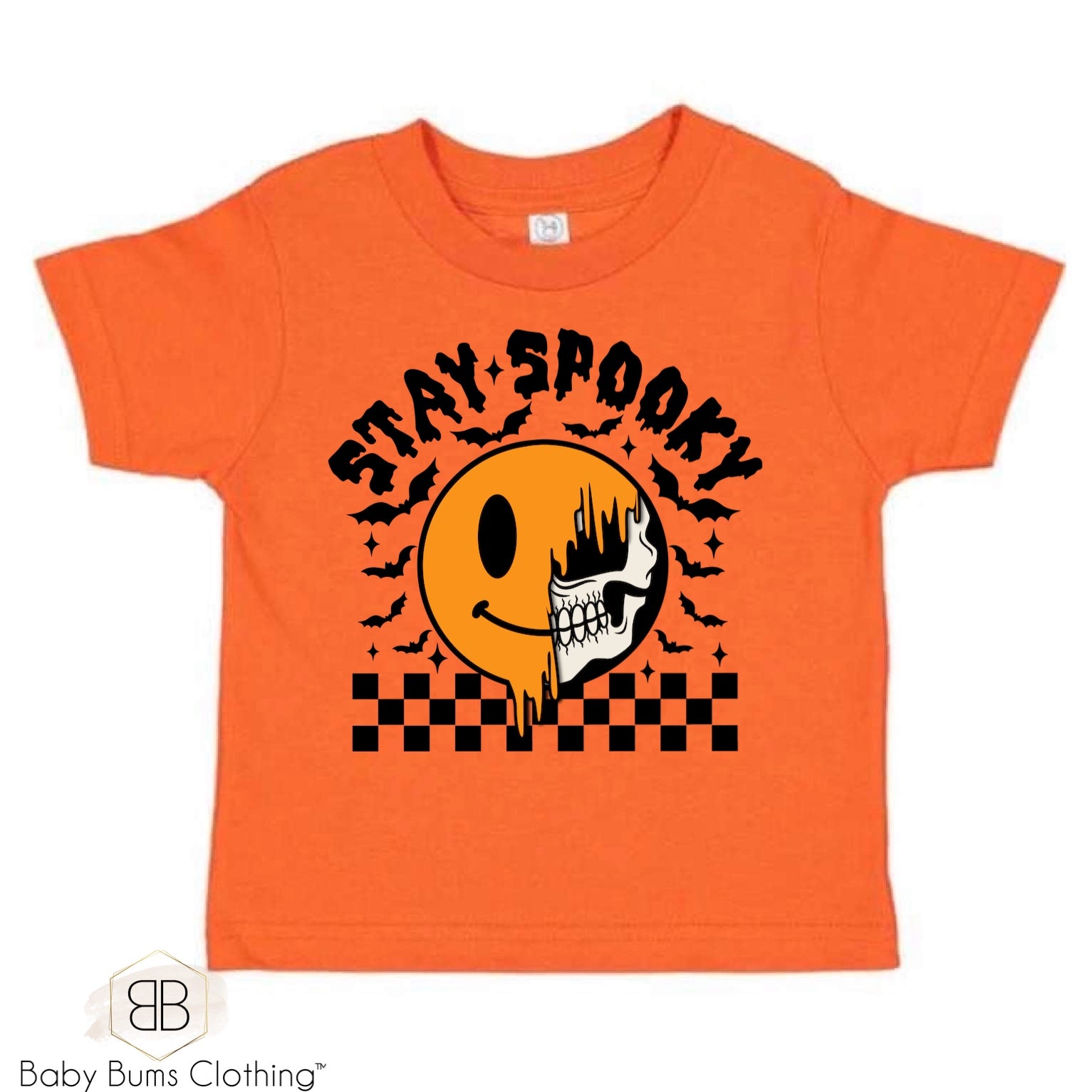 CHECKERED STAY SPOOKY T-SHIRT - Baby Bums Clothing 